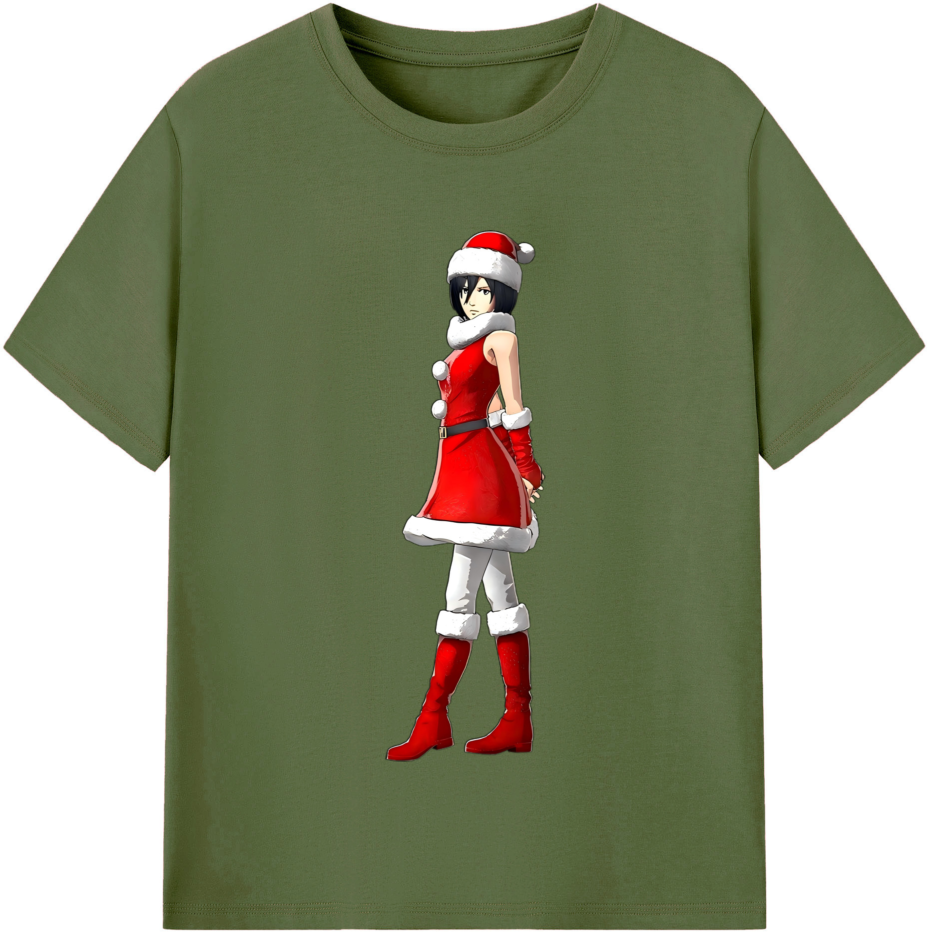 （画像用） 進撃の巨人 ミカサ·アッカーマン Attack on Titan Mikasa Ackerman 綿100％半袖Tシャツ（フロントプリント）